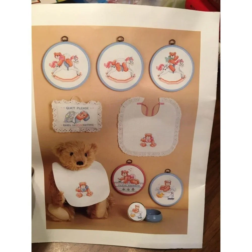 Vintage Linda Gullum Baby Bears Cross Stitch Craft Book Dimensions #111